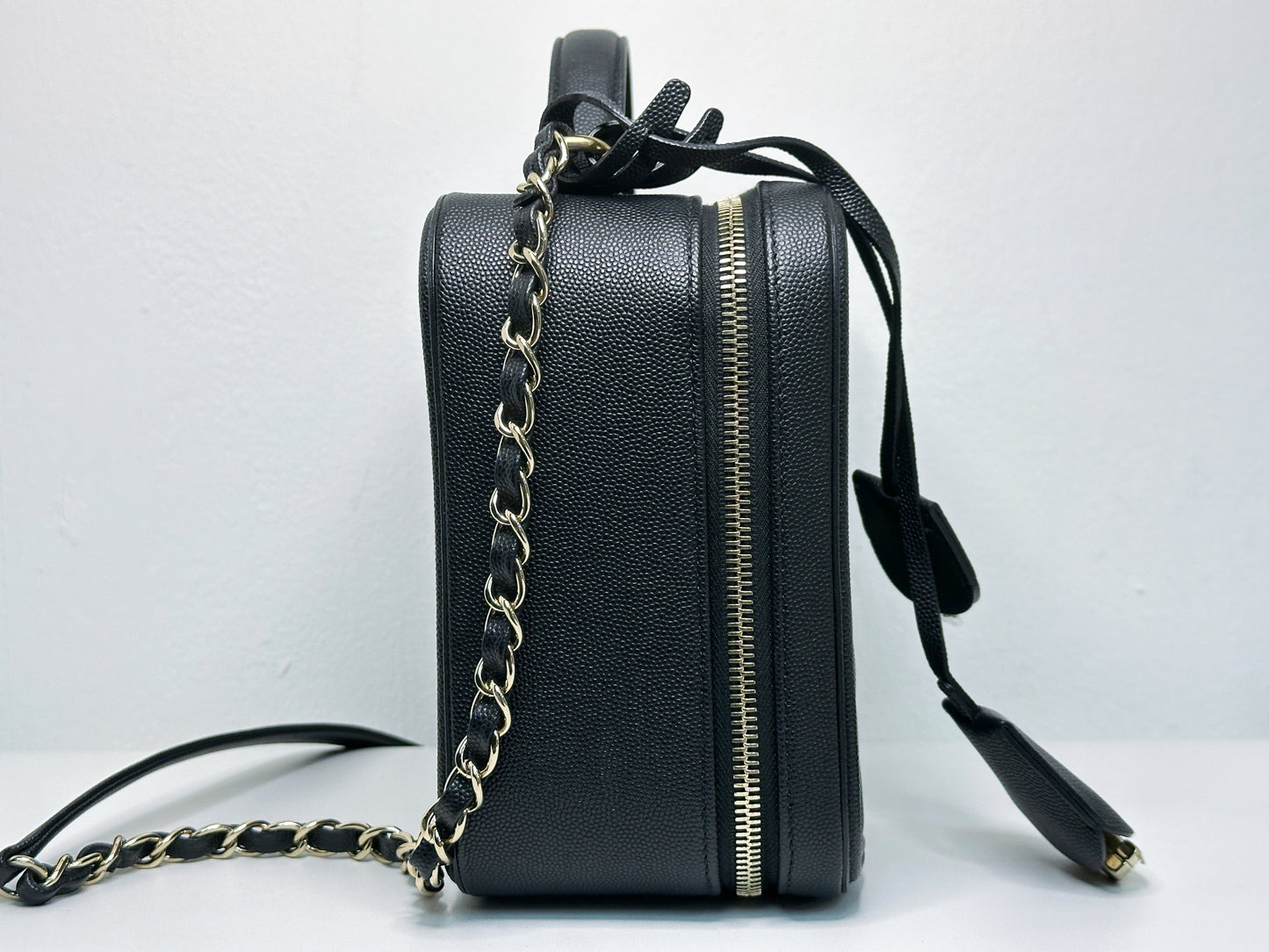 Chanel Filigree Large Black Vanity Case Bag in Caviar Leather GHW