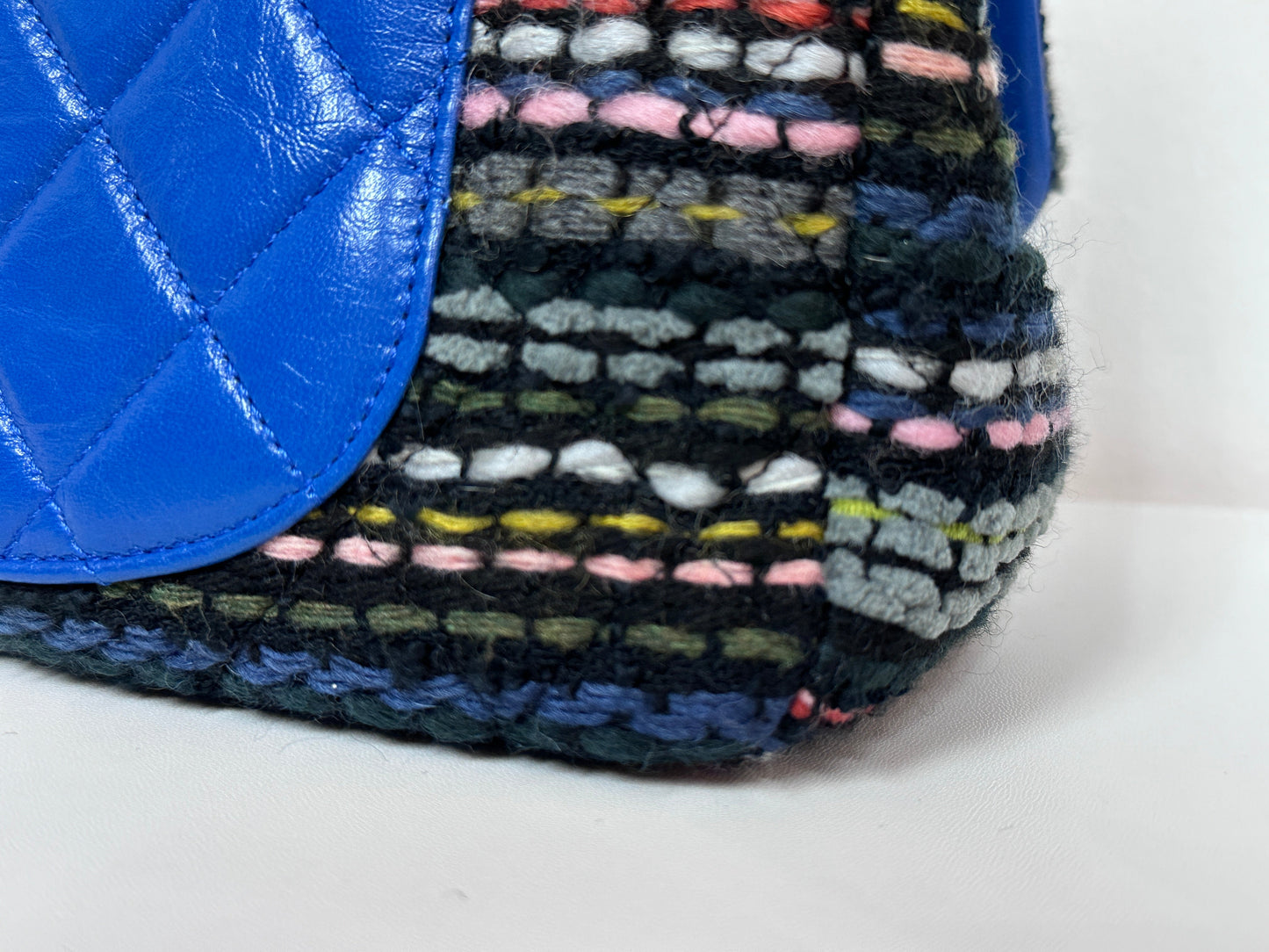 CHANEL Classic Flap Frame Knock on the Wood Tweed Shoulder Bag 2018 holo 2666