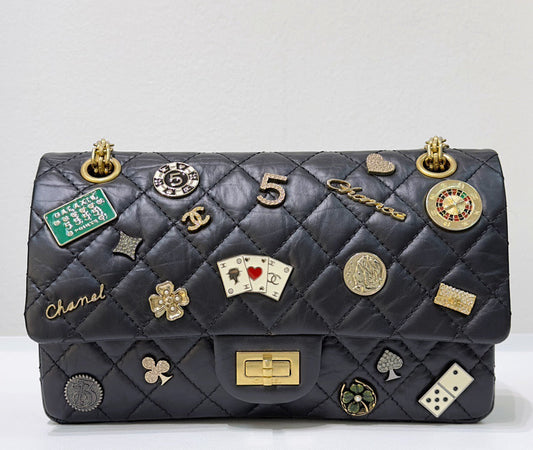 Chanel Small 2.55 Reissue Aged Calfskin Lucky Charms 225 Flap Black