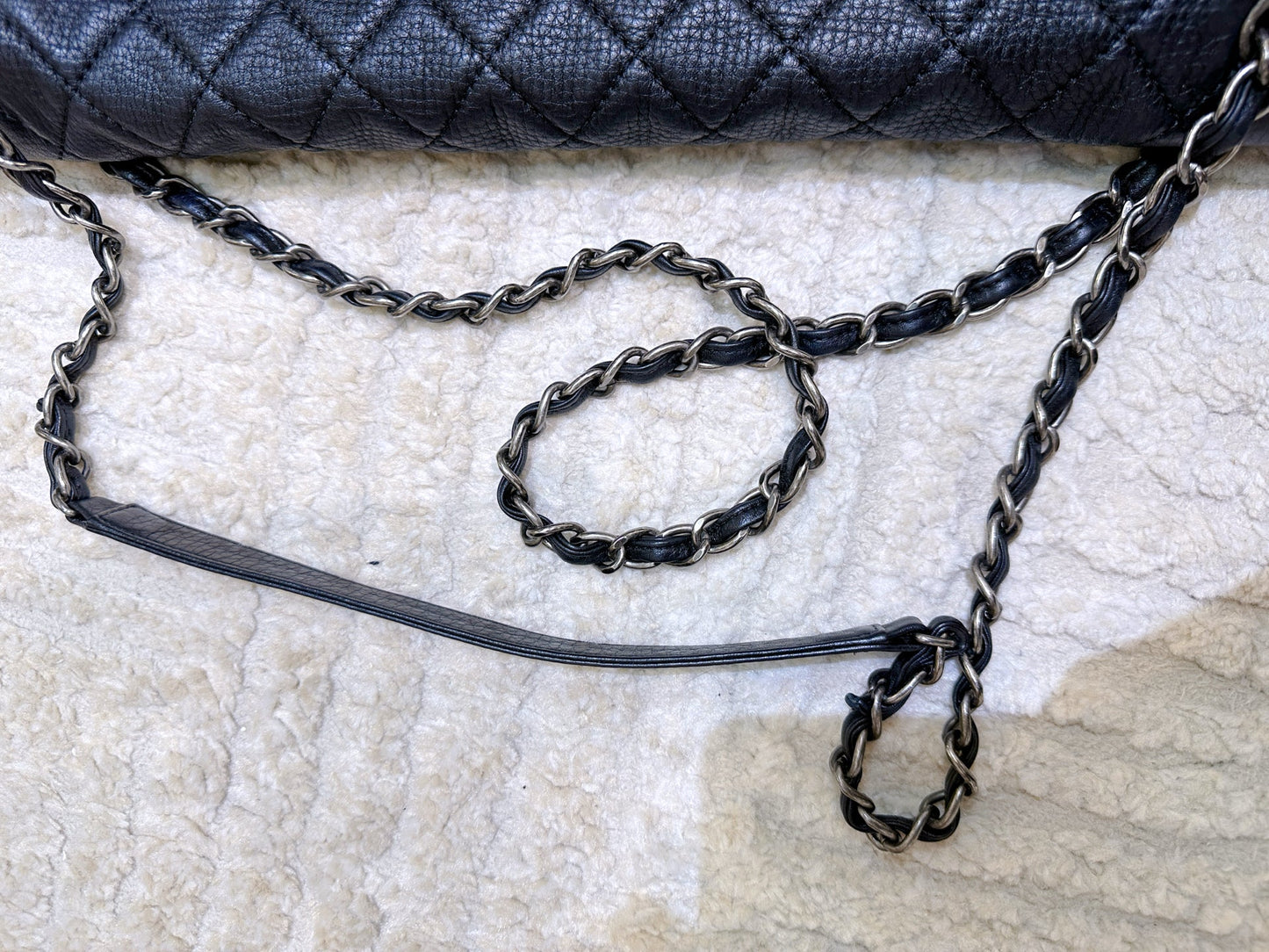 Chanel Calfskin Quilted XXL Travel Flap Bag Black 3038 holo card