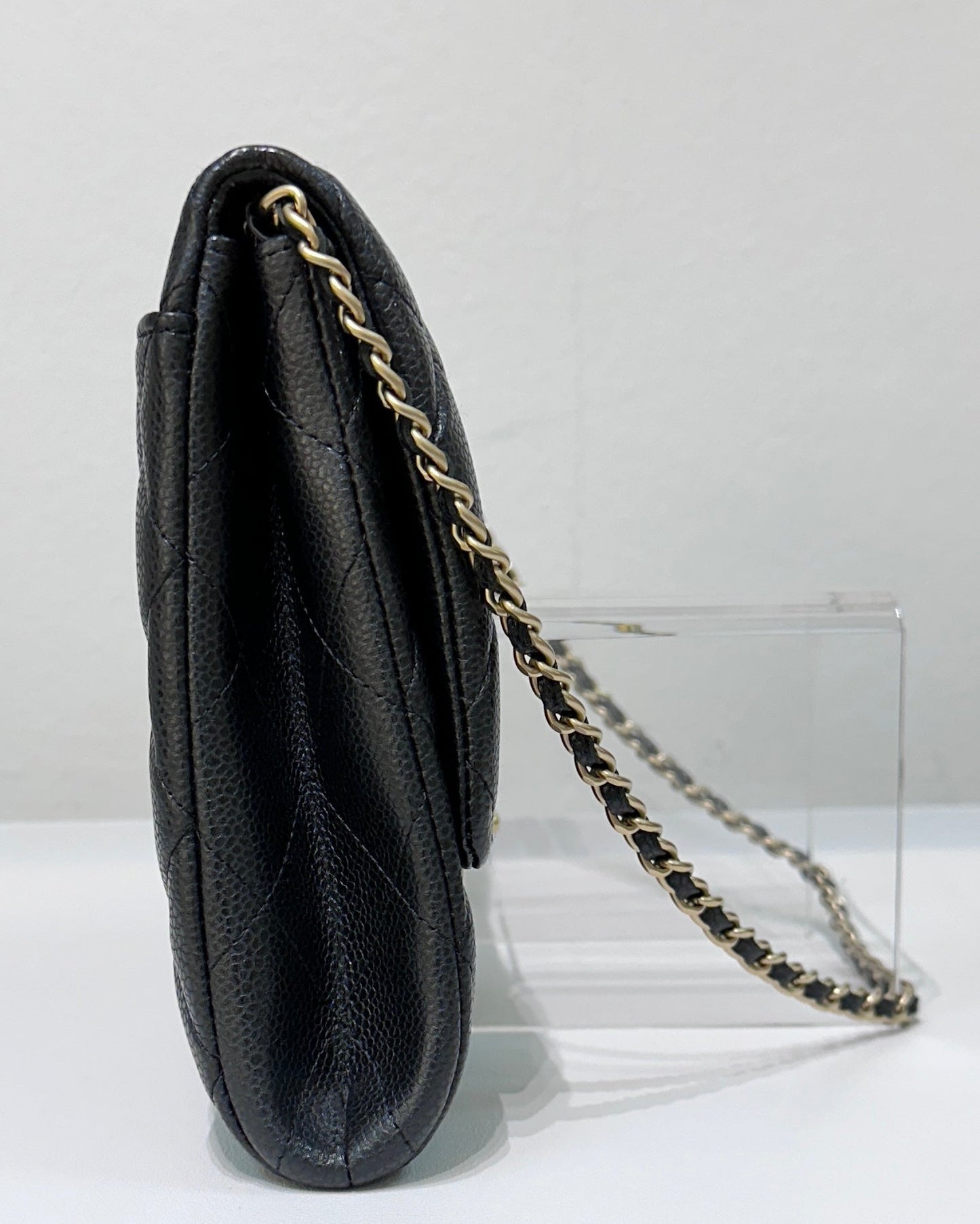 CHANEL Caviar Quilted Clutch With Chain Flap Black GHW