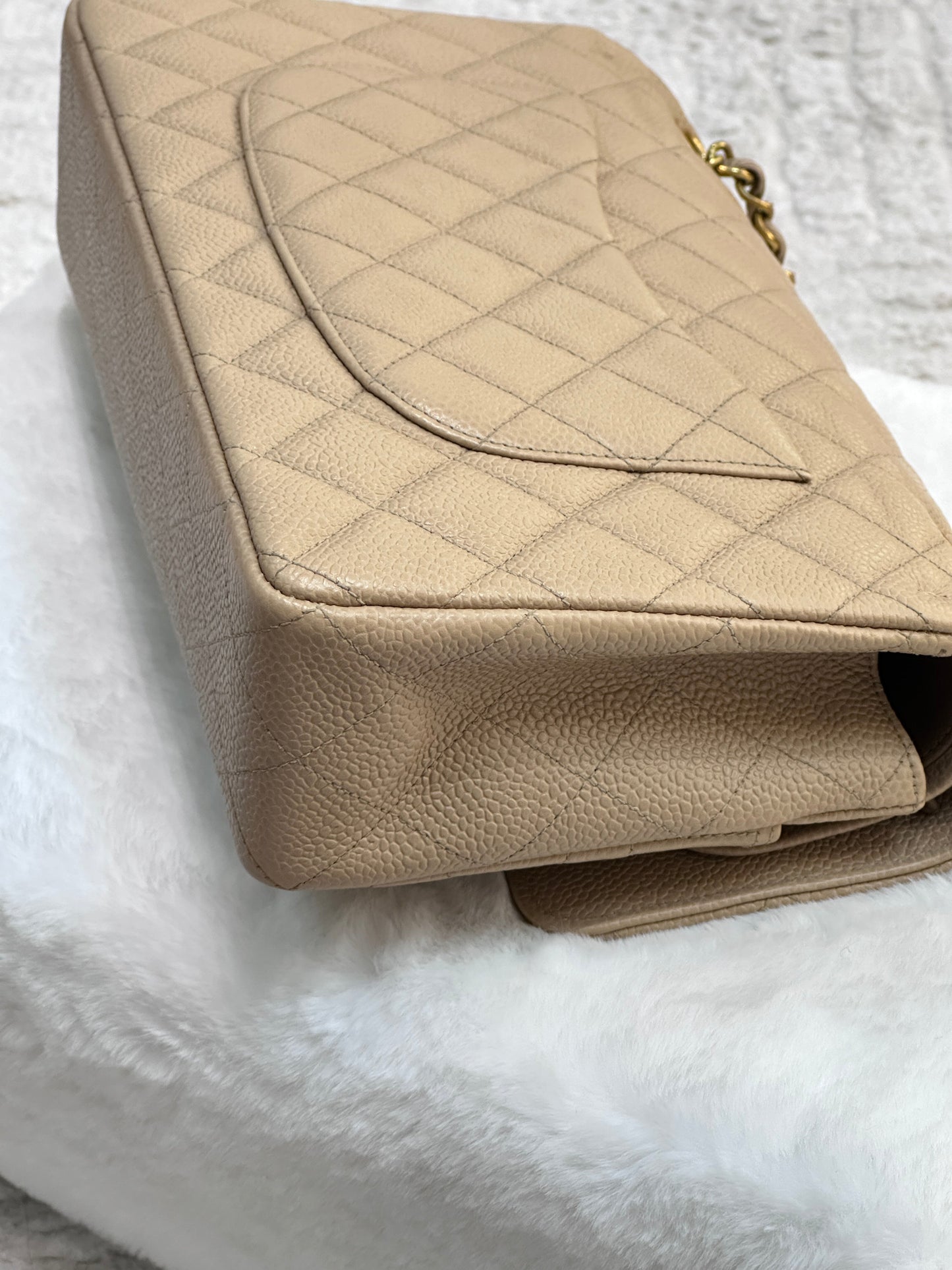 Chanel Medium Vintage Timeless Classic Leather Caviar Beige