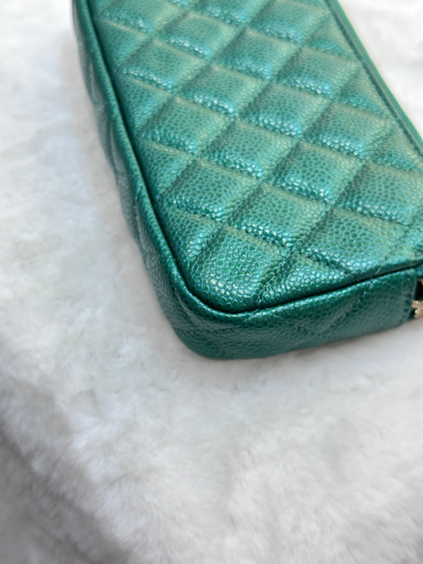 Chanel Emerald Green Double Zip Chain