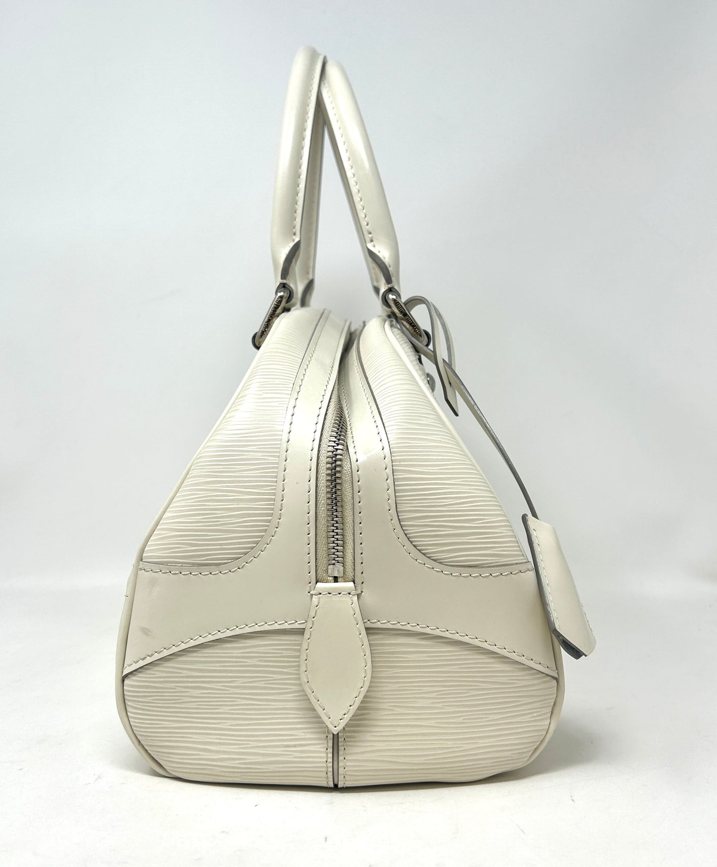 Louis Vuitton Montaigne PM Ivory Epi Leather Bowling Handbag