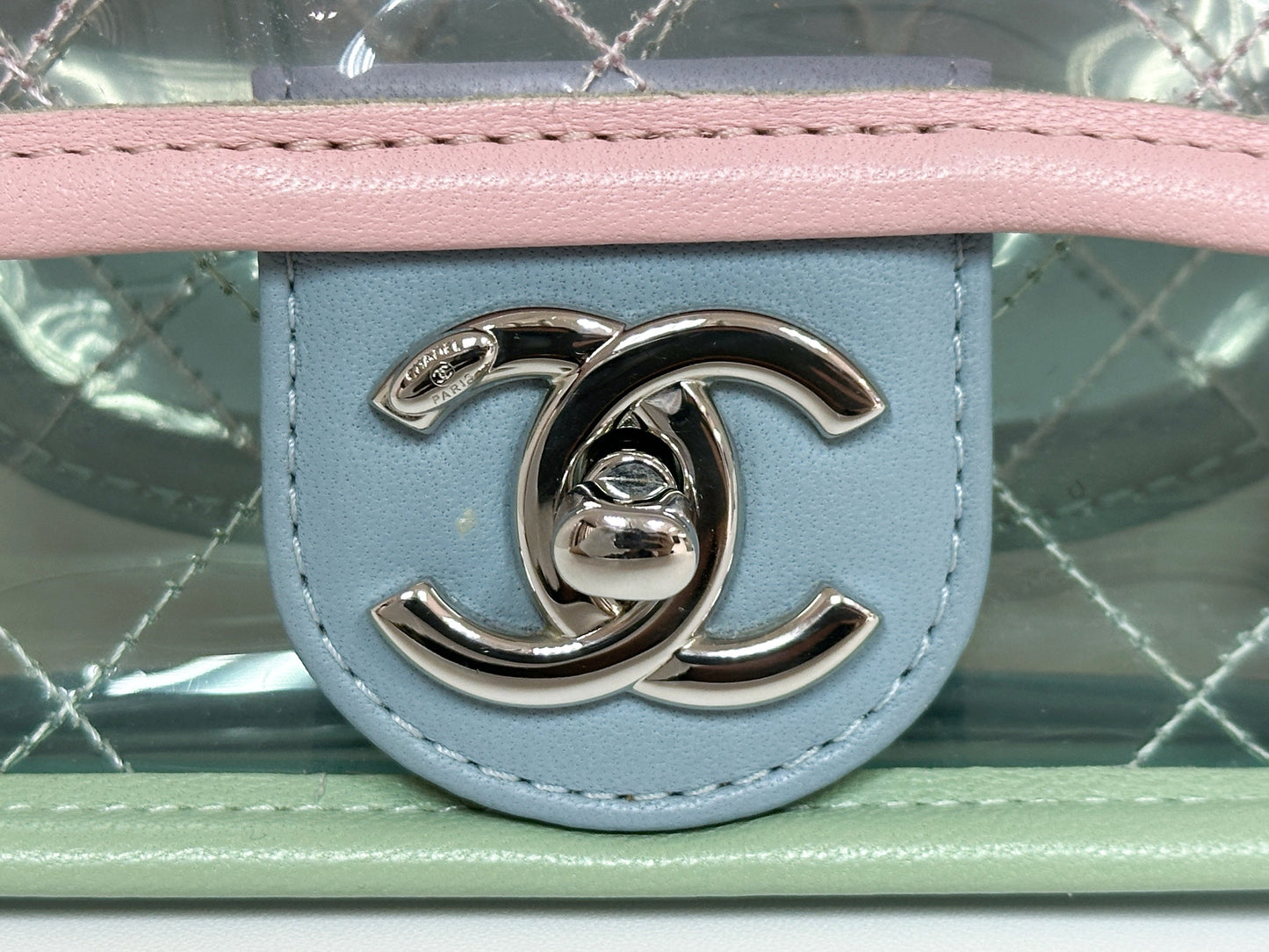 Chanel Coco Splash PVC Mini Flap Bag Pink/Blue/Green 2576 holo