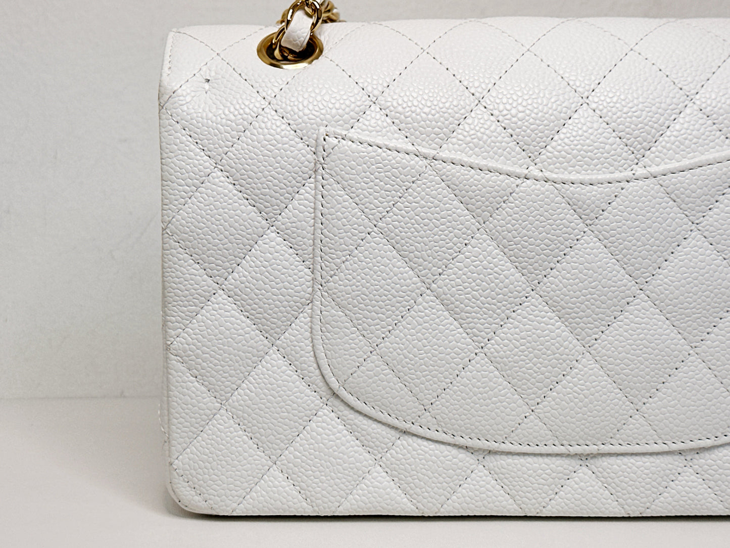 Chanel White Caviar Medium Classic Double Flap Bag 1350 holo card