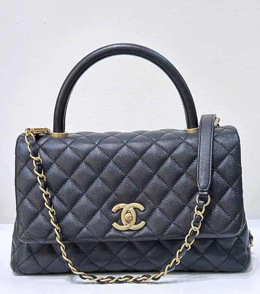 Chanel Coco Handle Cuir Matelasse Caviar Noir