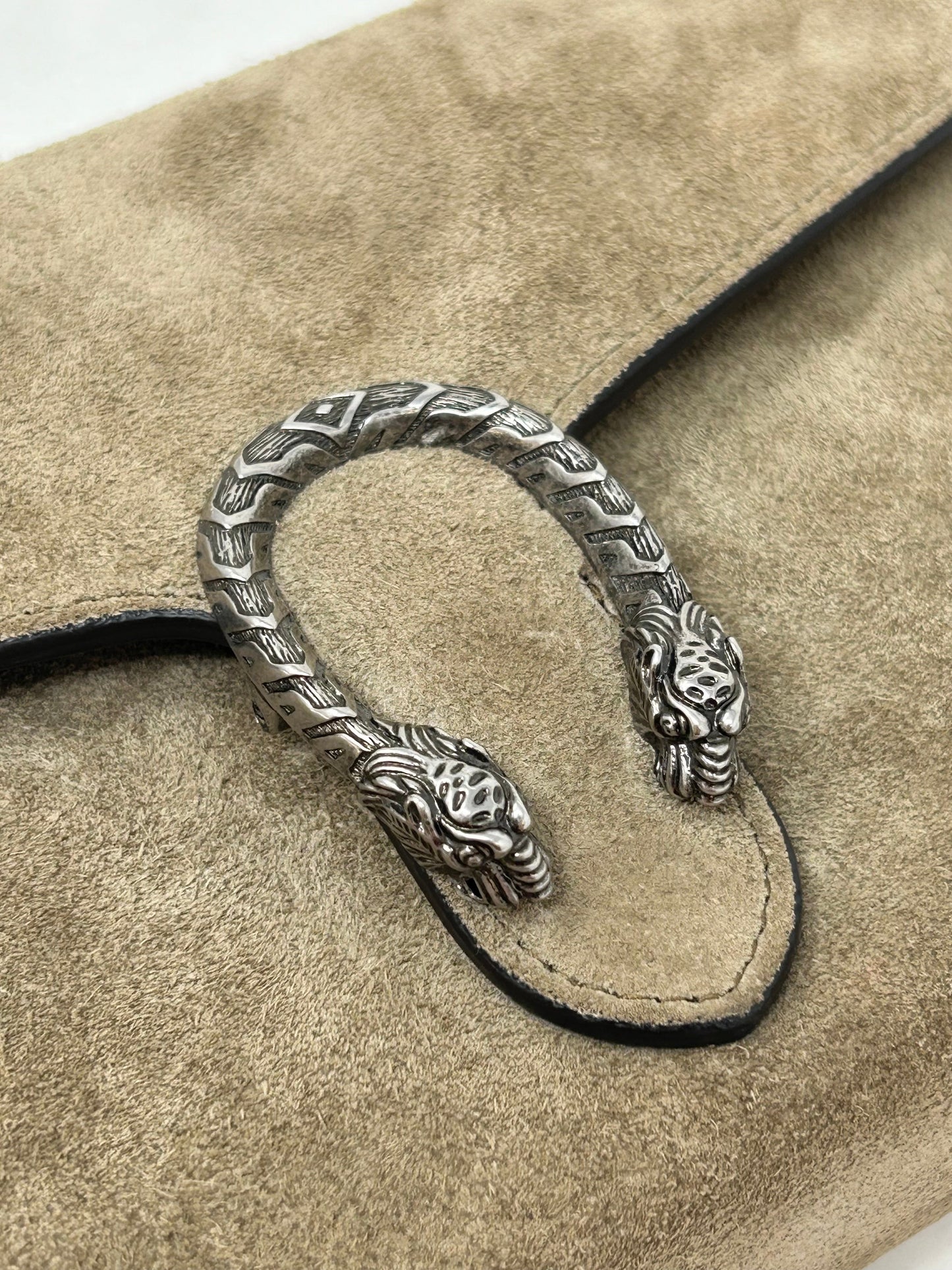 Gucci Dionysus Taupe Suede Chain Wallet Handbag