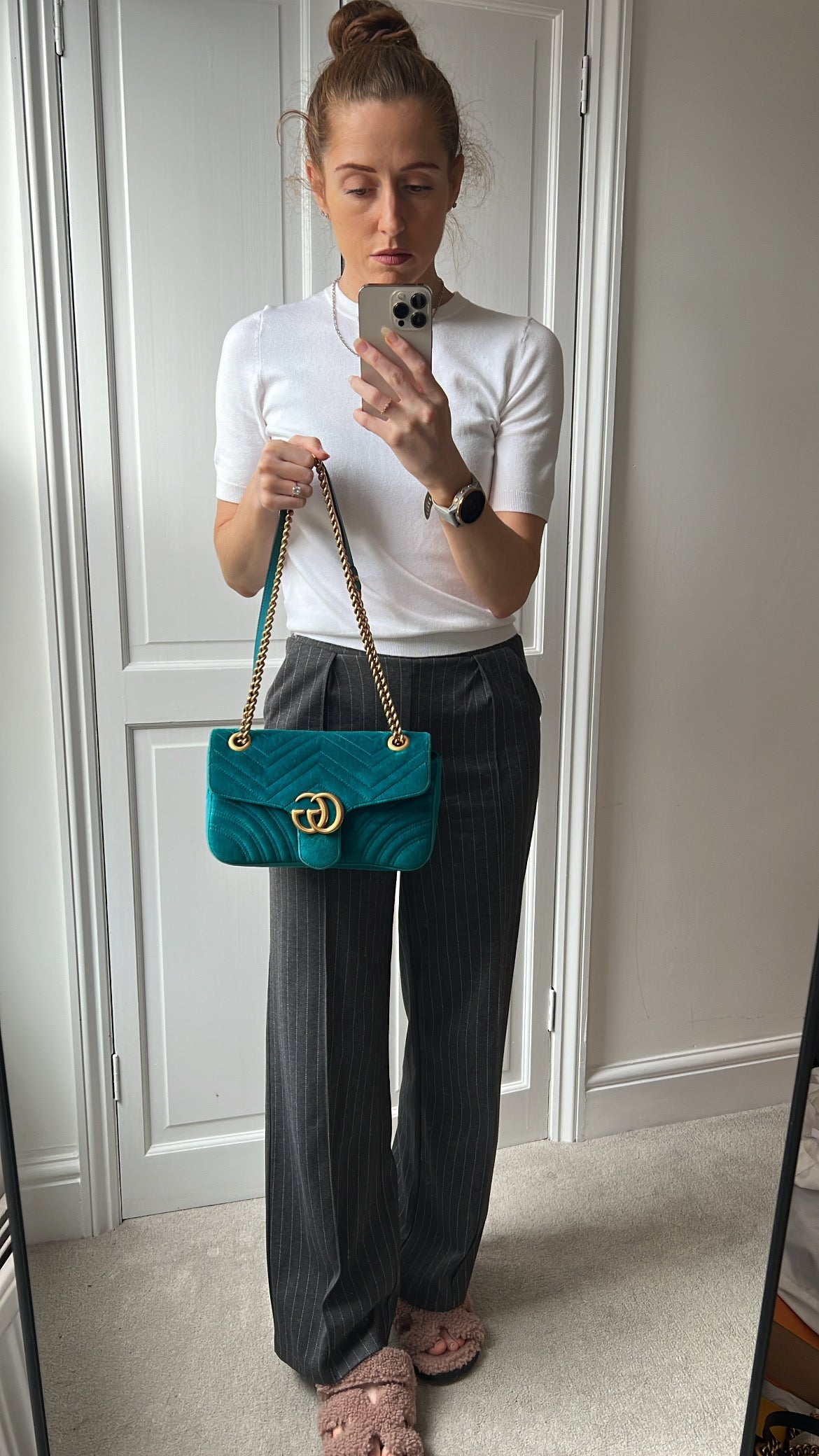 Gucci GG Teal Velvet Marmont Small Shoulder Bag (RRP £1490)