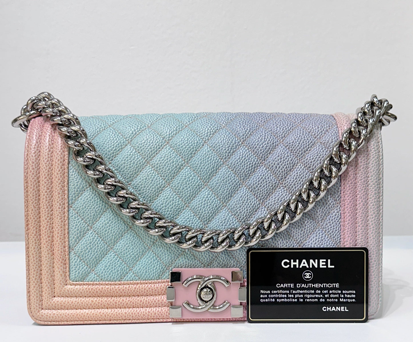 Chanel Rainbow Qulited Caviar LeBoy Bag Medium
