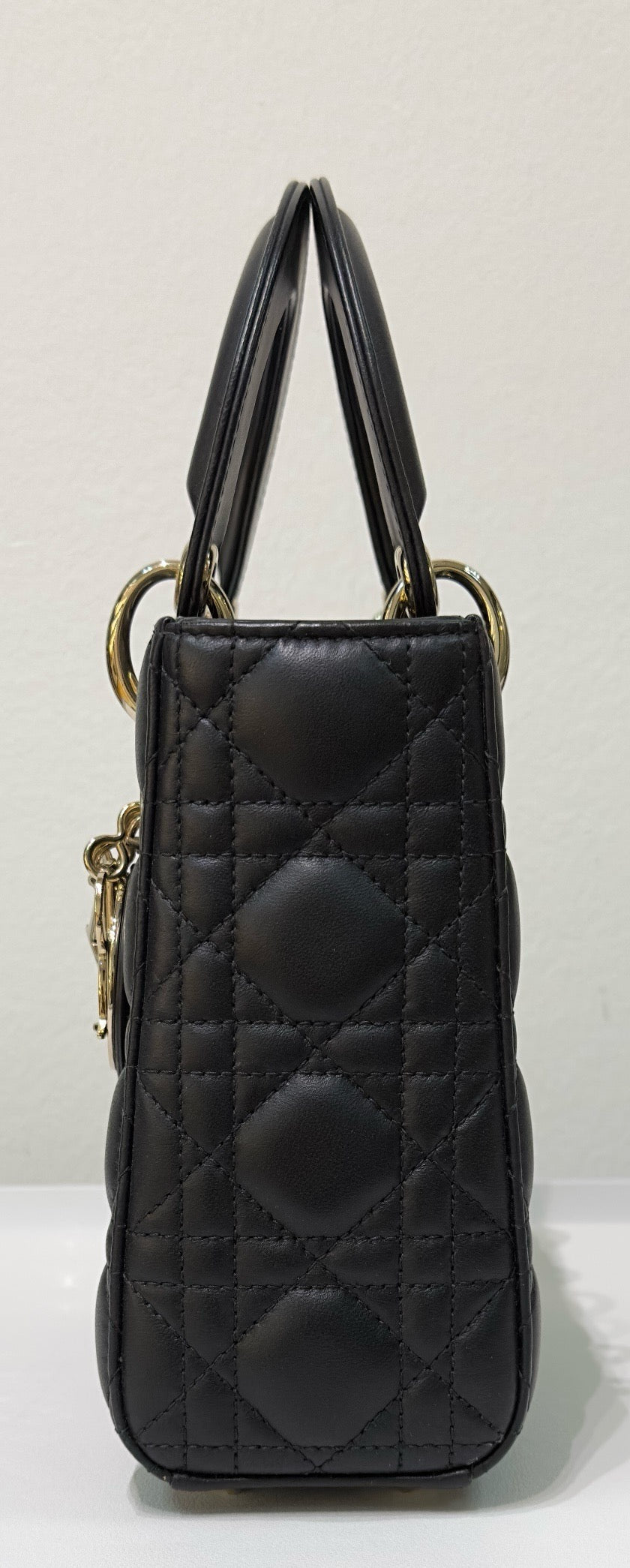 Christian Dior Small Cannage Lambskin My Lady Dior ABC Bag Black GHW