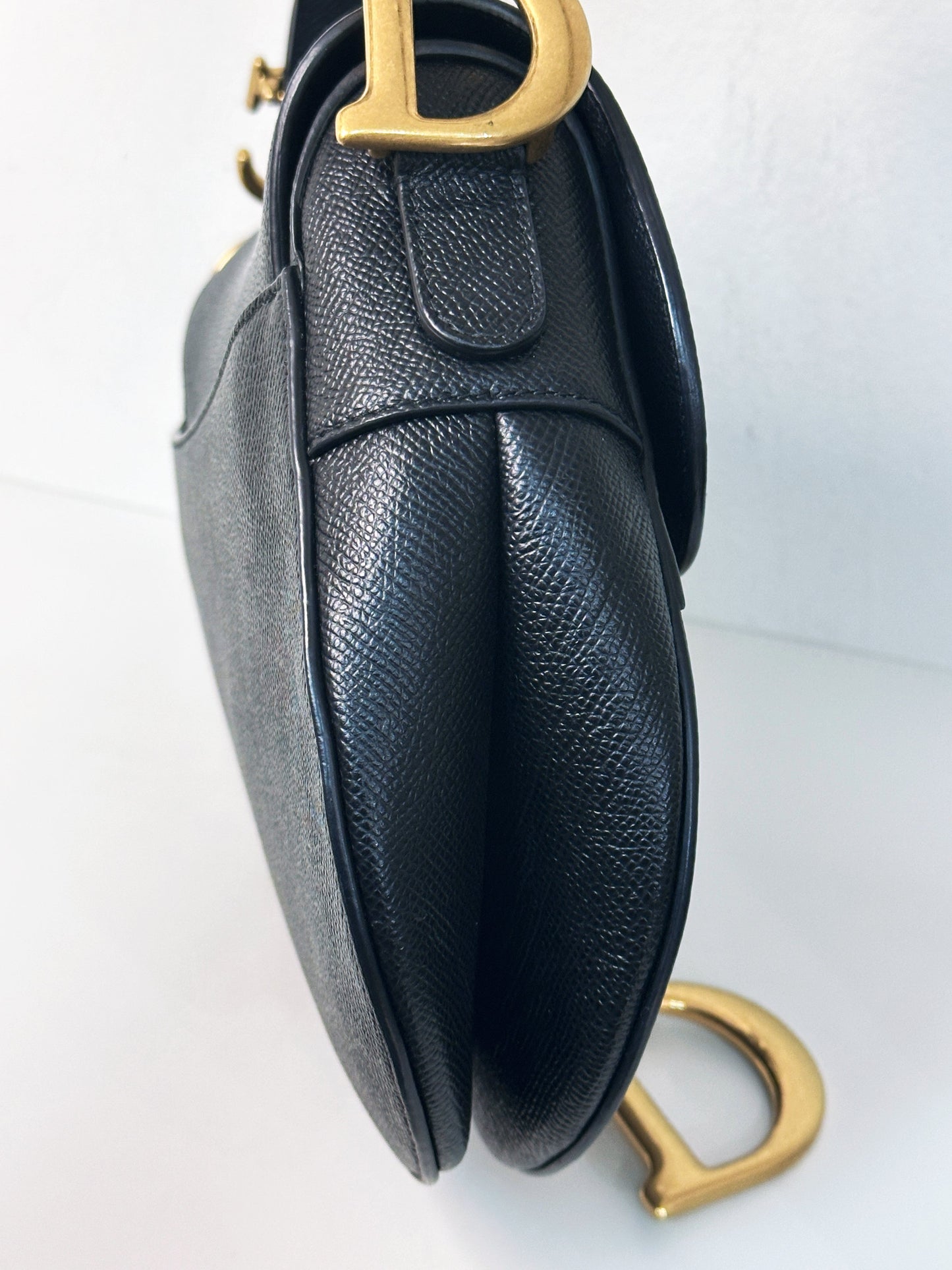 Christian Dior Saddle Bag with Strap Golden Saddle Black Calfskin 2022 year