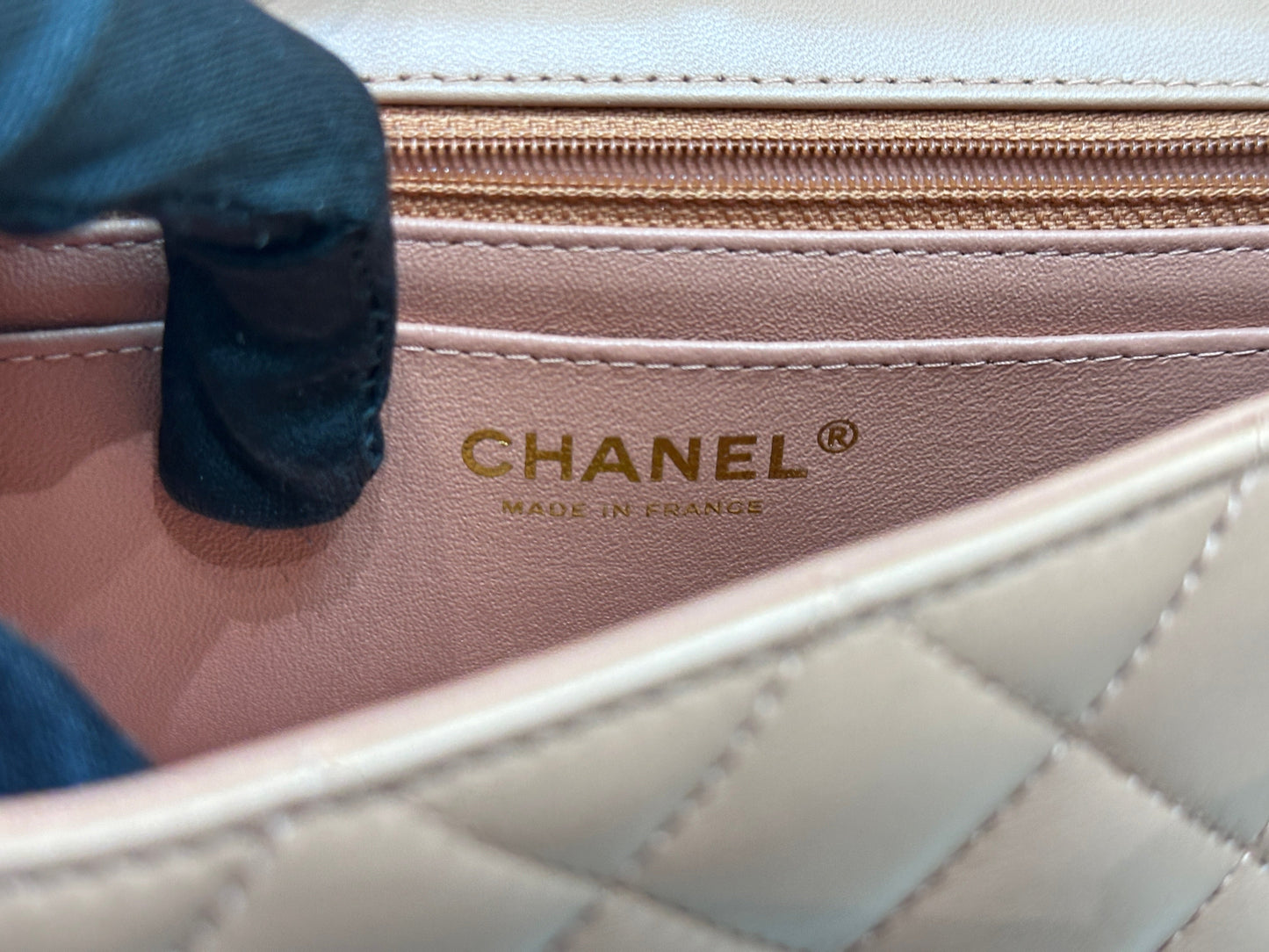 Chanel 2018 Blush Beige Mini Flap Bag with Lucky Charms Stud Embellishment