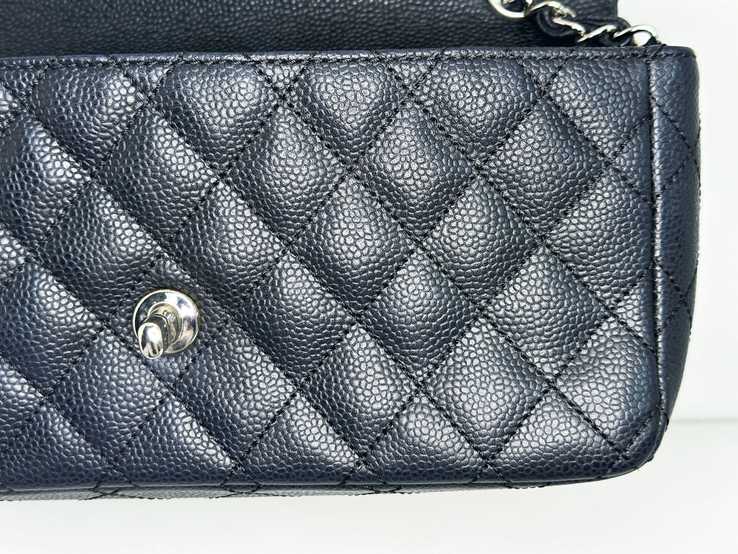 Chanel Caviar East West Flap Bag Black SHW 1131 holo card