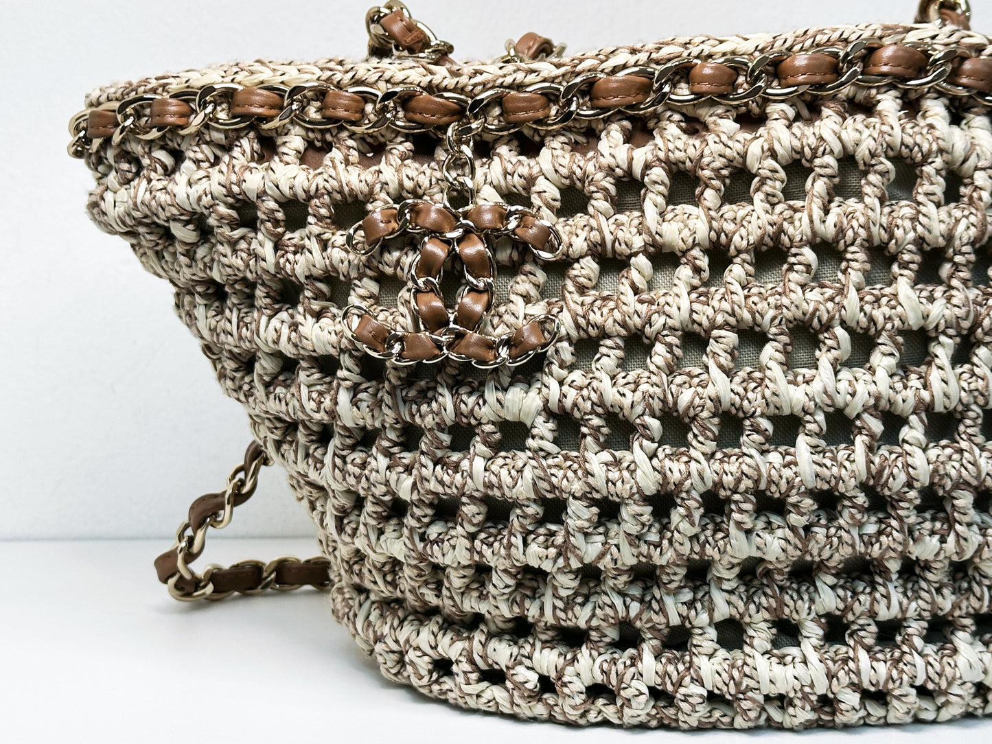 CHANEL CC Tote Bag CC Mark Chain Basket Bag Small Chain Shoulder Bag TEAL microchip