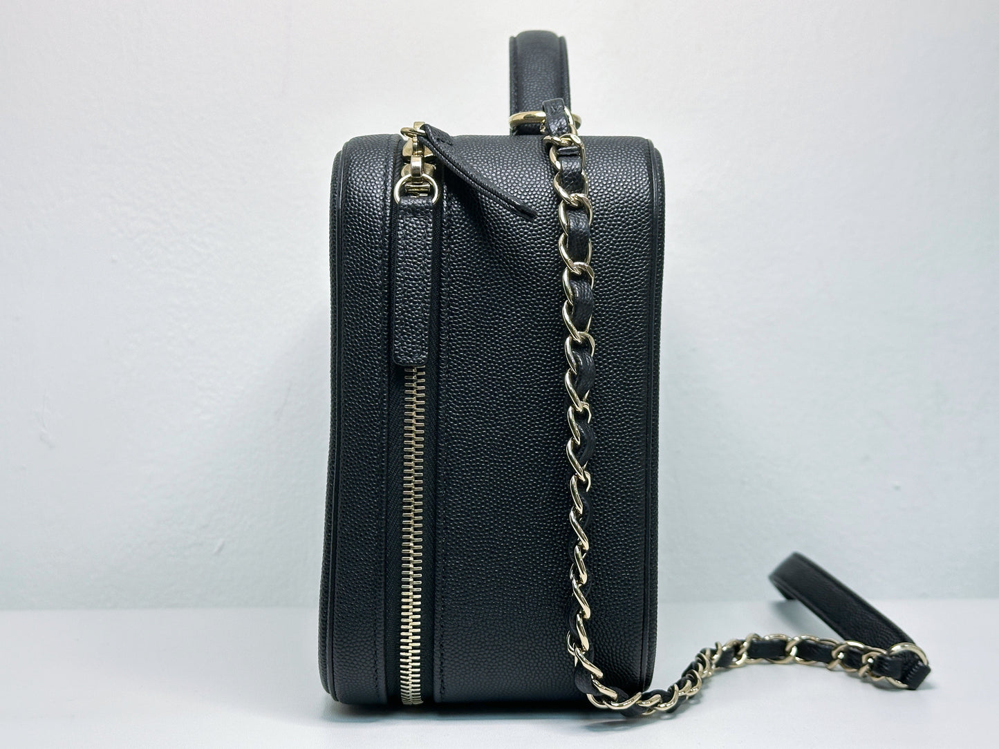 Chanel Filigree Large Black Vanity Case Bag in Caviar Leather GHW