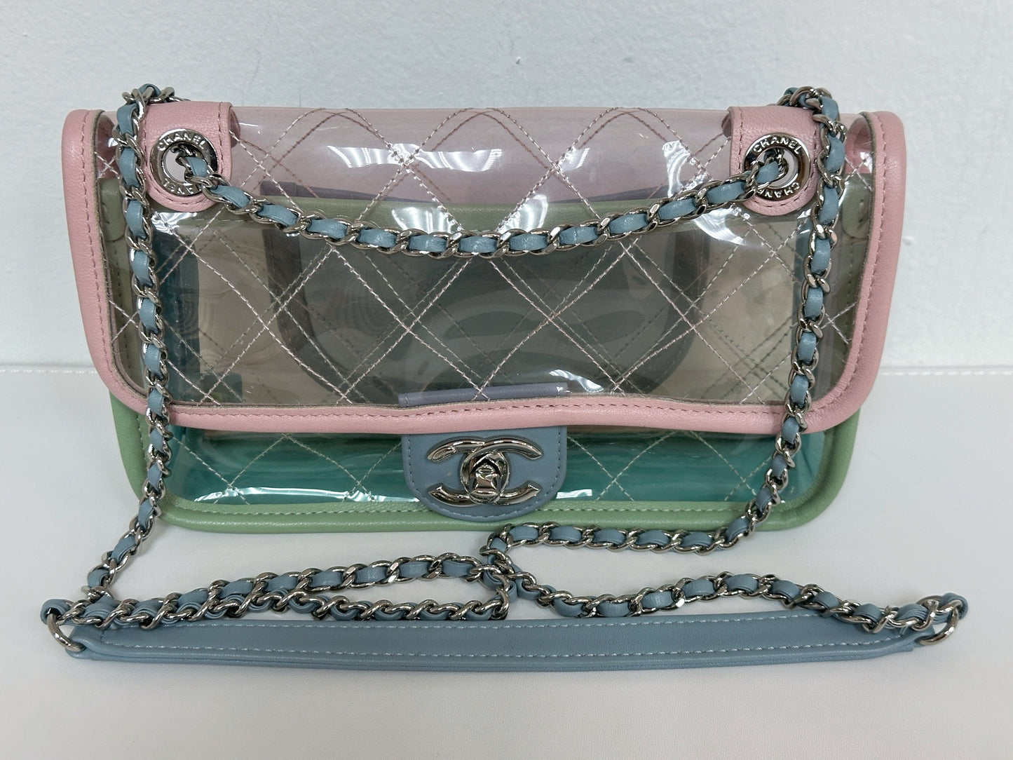Chanel Coco Splash PVC Mini Flap Bag Pink/Blue/Green 2576 holo