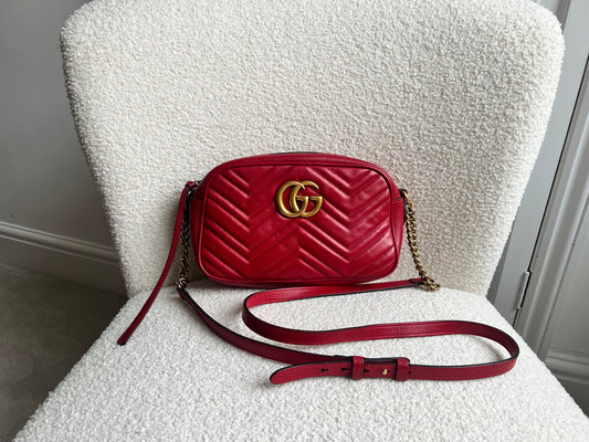 Gucci GG Red Marmont Small Shoulder Bag (RRP £1,440)