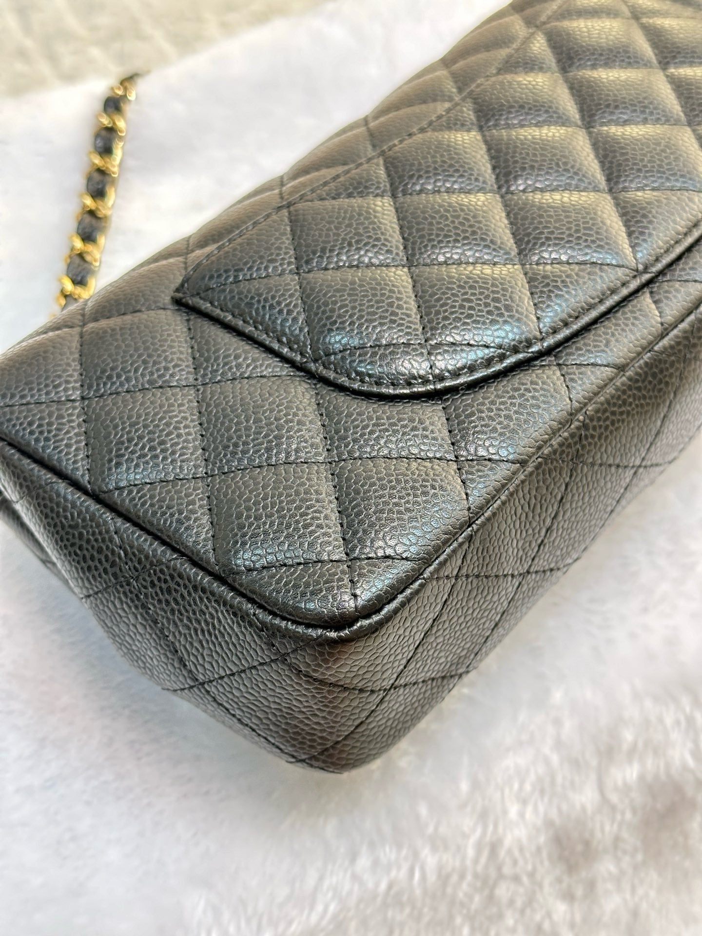 Chanel Caviar East West Flap Bag Black GHW  holo 1304 db