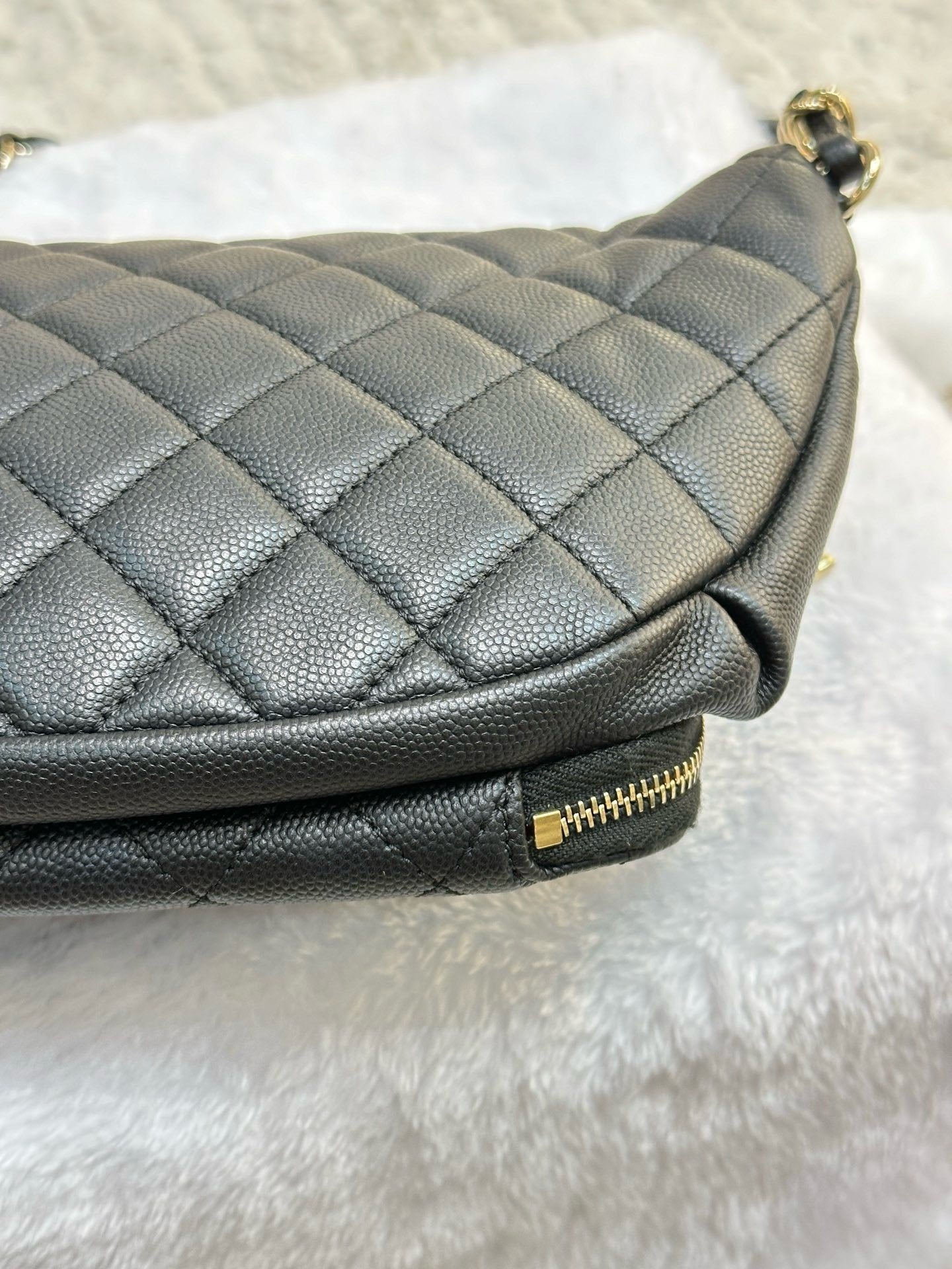 Chanel Black Quilted Caviar Leather Business Affinity Waist Belt Bag (not have card)