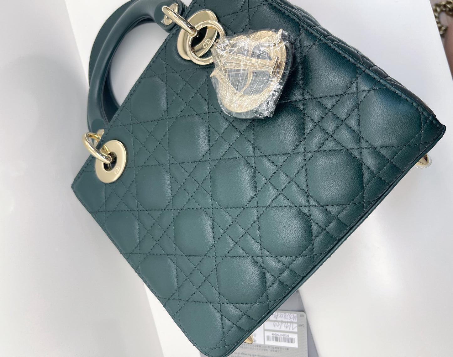 My Lady Dior ABC Small Dark Green  in Lambskin Flap Bag Gold Hardware M0538
