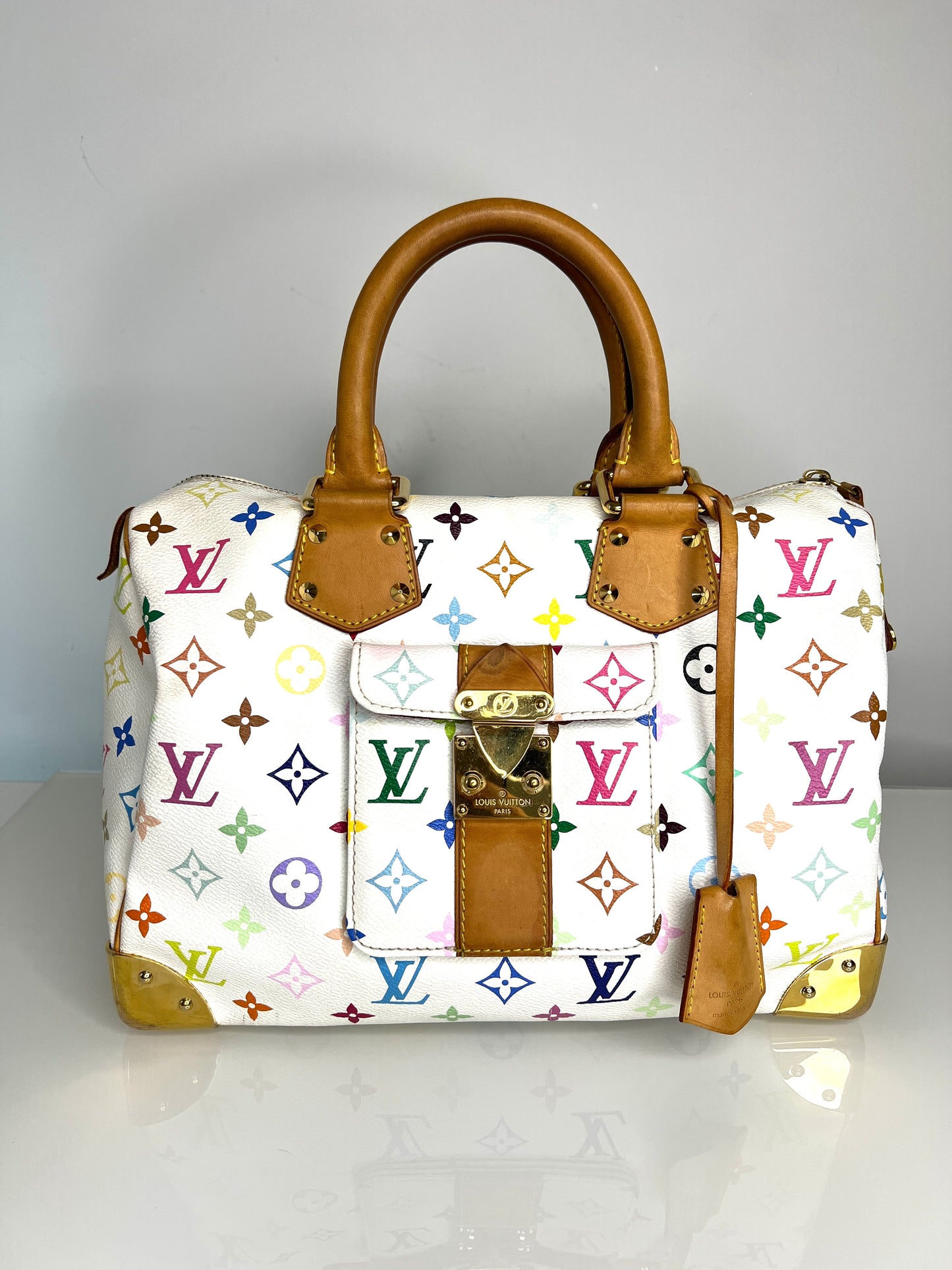 Louis Vuitton Pre-Loved Speedy 30 Multicolour Monogram White Handbag