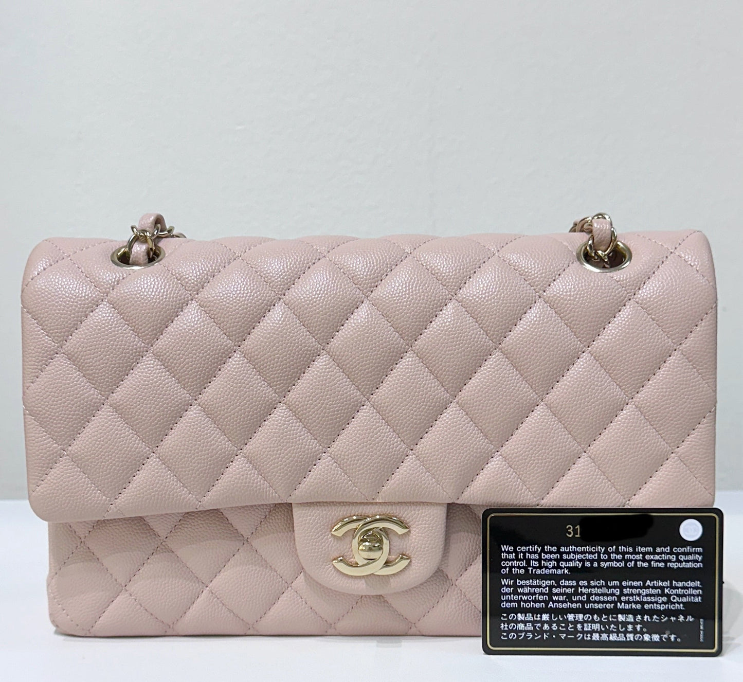 Chanel Medium Caviar Quilted Double Flap Light Pink 21Ｃ