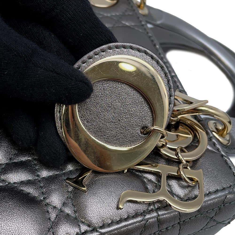 Dior Lady Dior MyABCDior GunMetalicM0538OWEC Leather Size Small