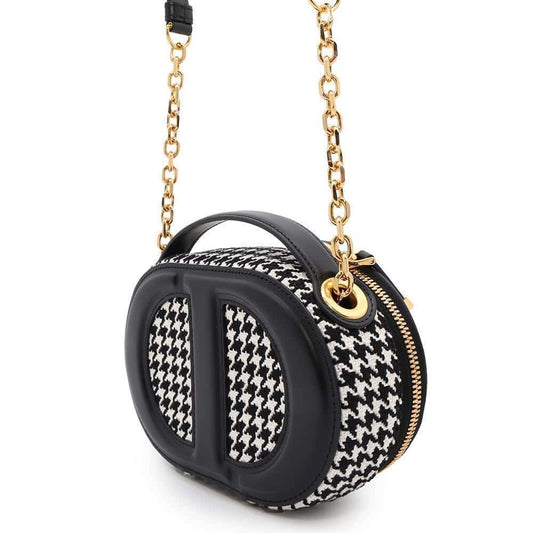 Dior Signature Oval Camera Bag White/BlackS2201UZMF_M911 Canvas Calf Leather