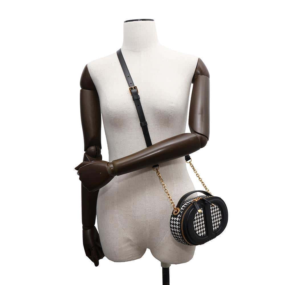 Dior Signature Oval Camera Bag White/BlackS2201UZMF_M911 Canvas Calf Leather