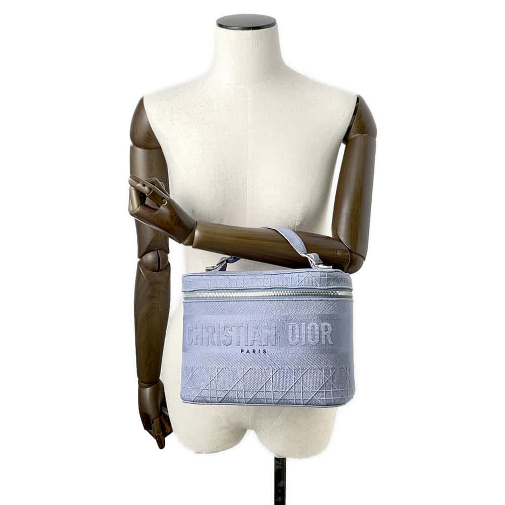 Dior Cannage Vanity Bag Light Blue Canvas