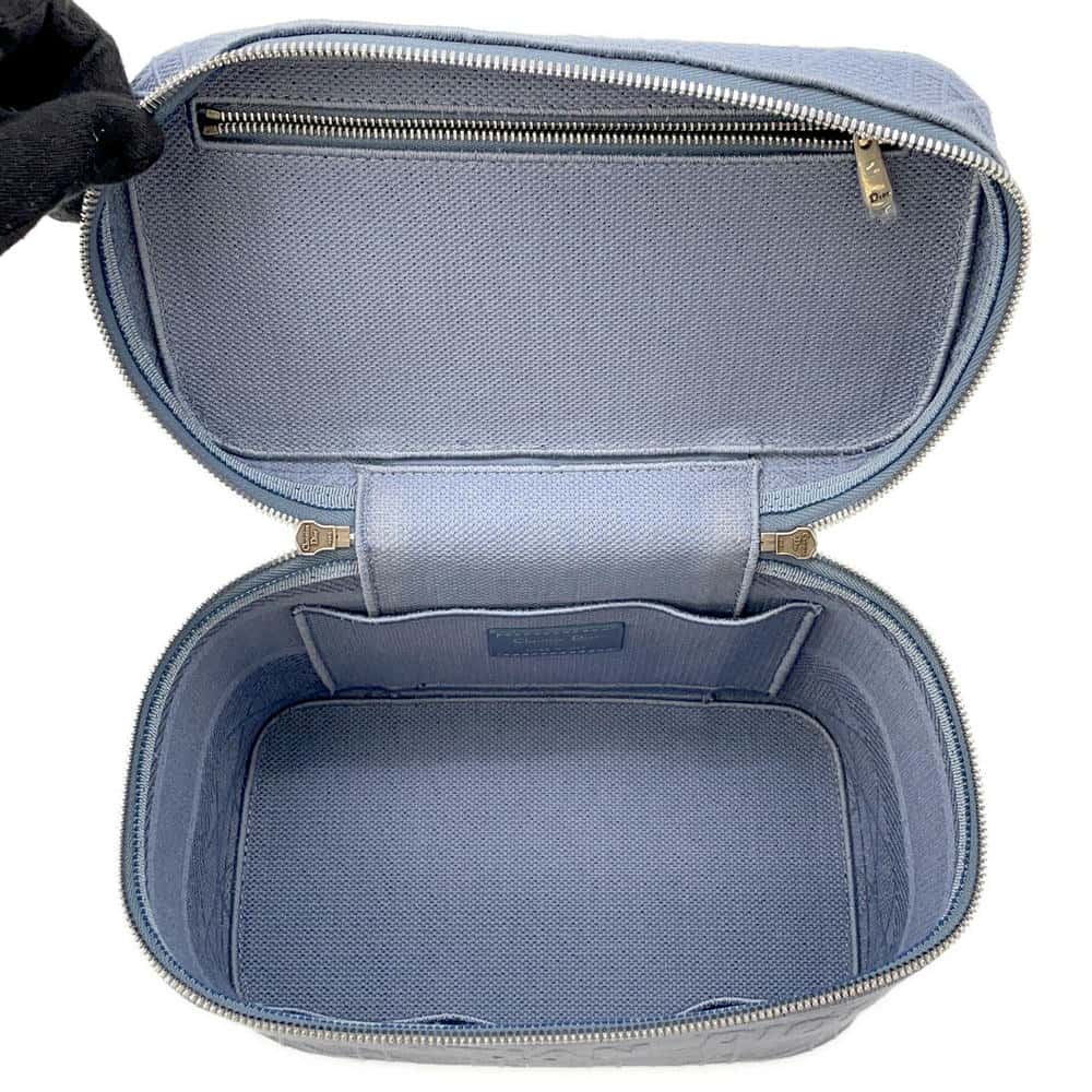 Dior Cannage Vanity Bag Light Blue Canvas