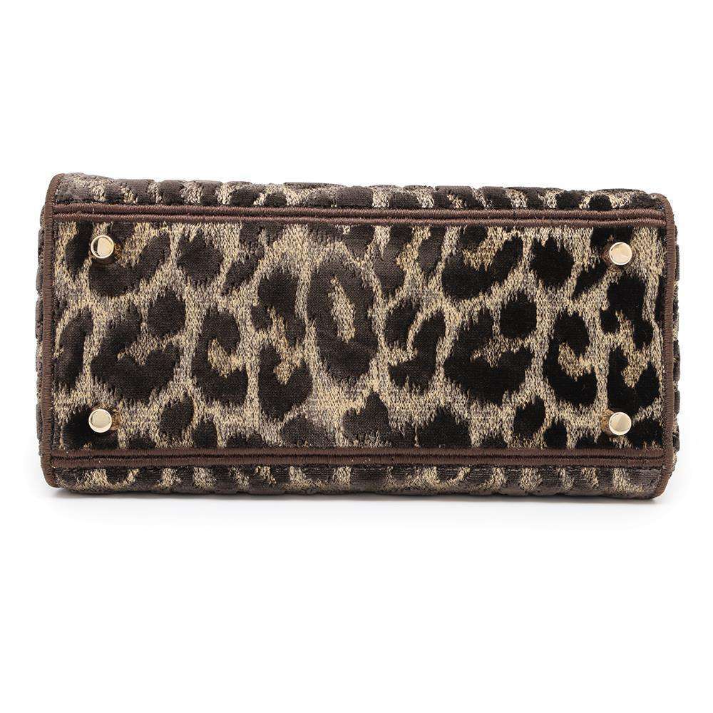 Dior Lady Dee Light Leopard Brown/Yellow/Red Velour Size Medium