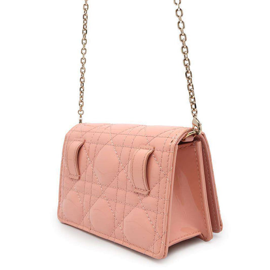 Dior Cannage ChainPouch Pink Patent Leather