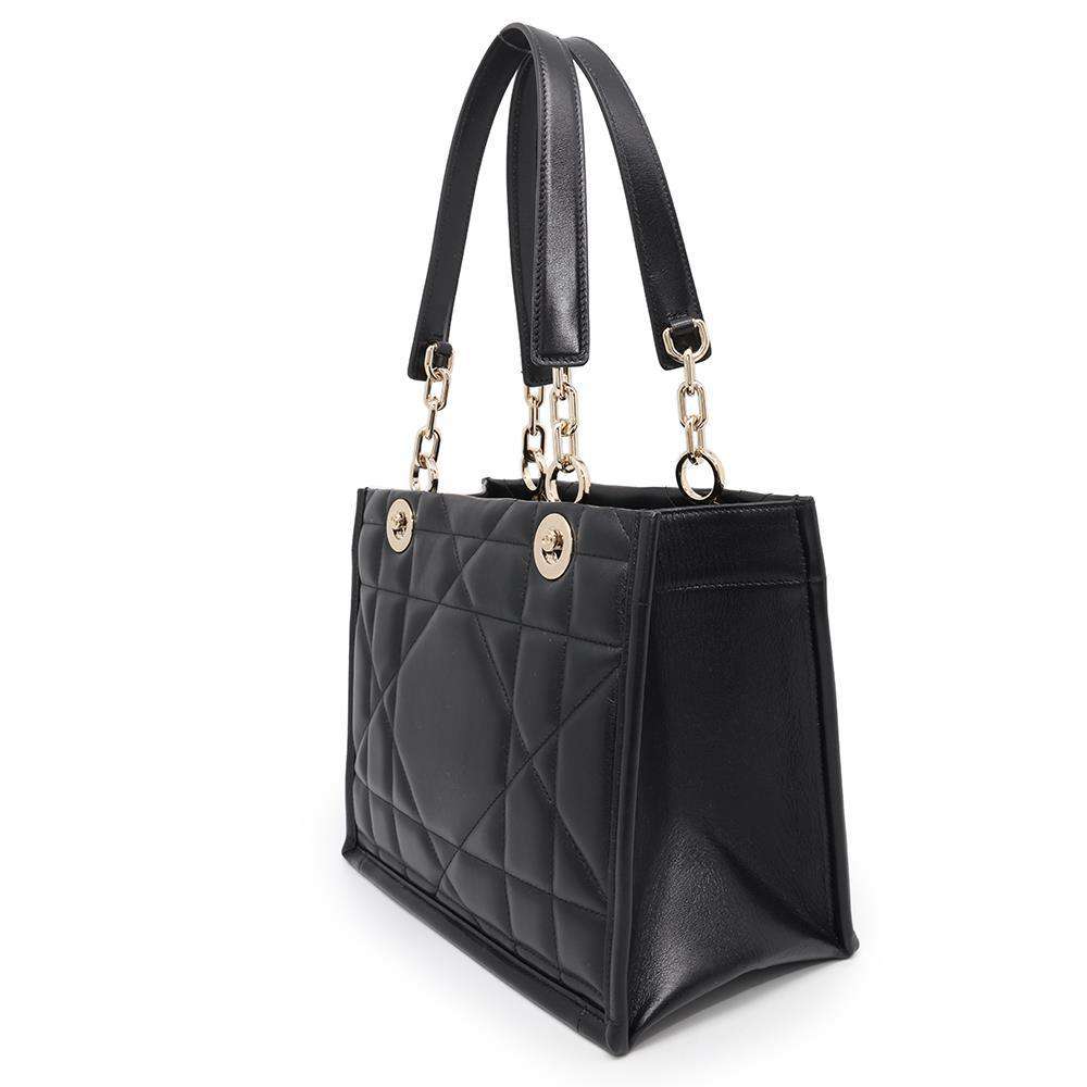 Dior ArchiCannage Essential ChainTote Bag Black Leather Size Small