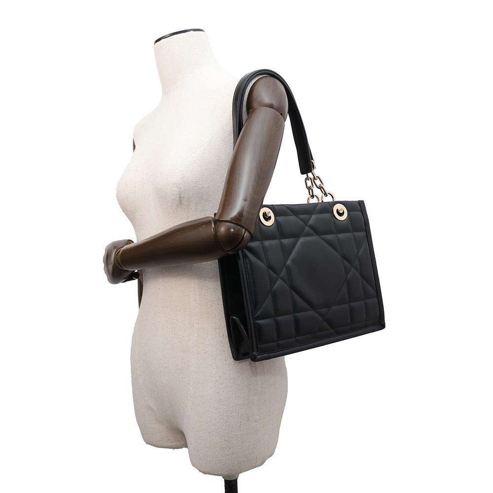Dior ArchiCannage Essential ChainTote Bag Black Leather Size Small