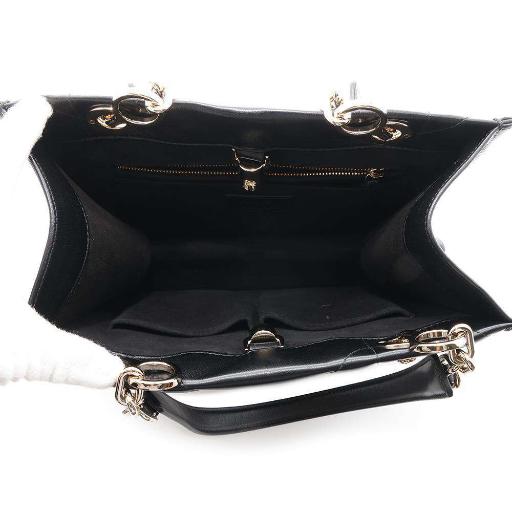 Dior ArchiCannage Essential ChainTote Bag Black Leather Size Small