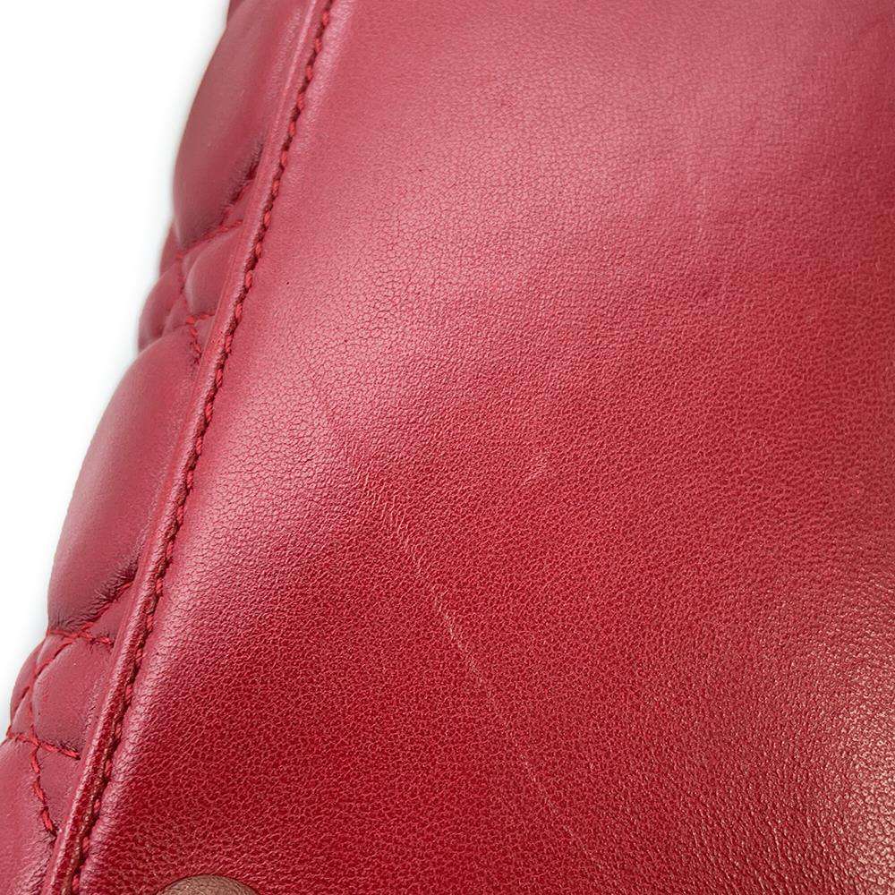 Dior Lady Dior 2WAY Handbag Red Lambskin Size Small