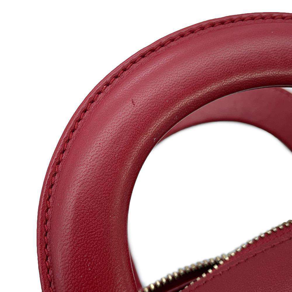 Dior Lady Dior 2WAY Handbag Red Lambskin Size Small