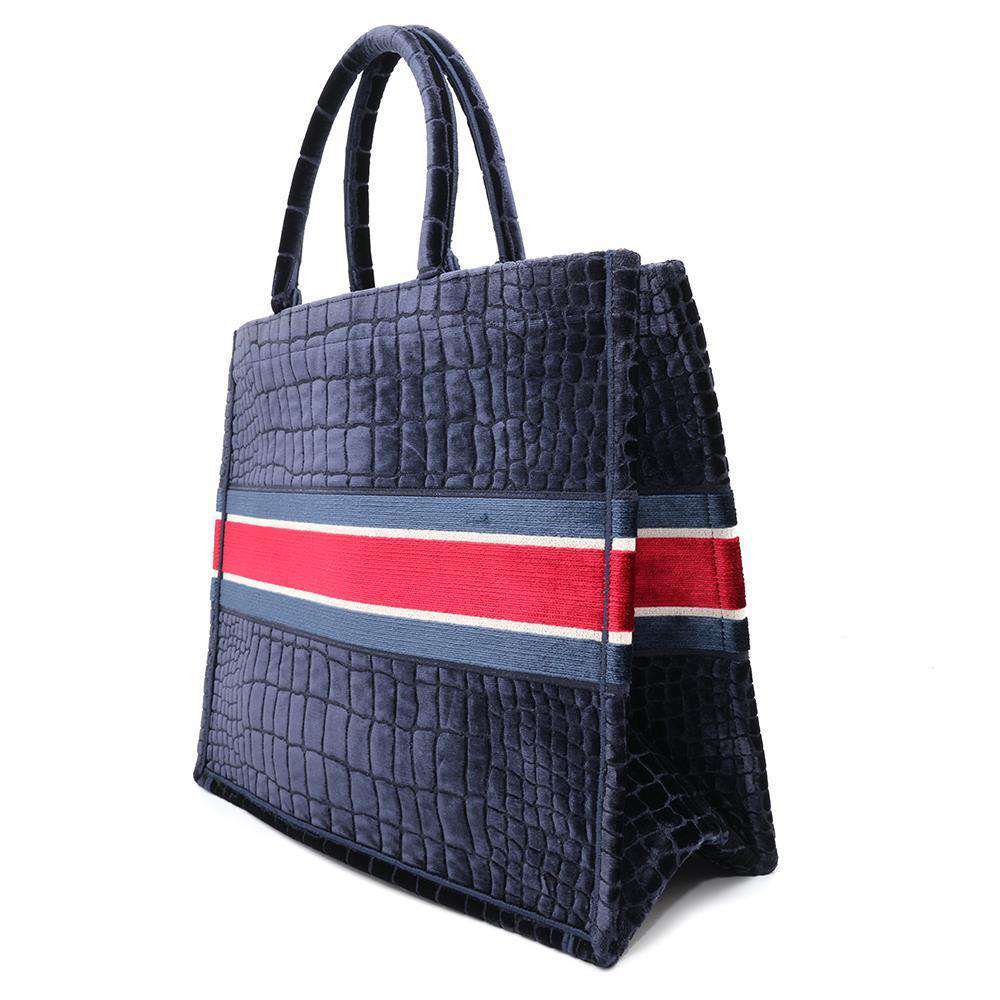 Dior Book tote Navy/RedM1286ZTGU Velvet Size Large
