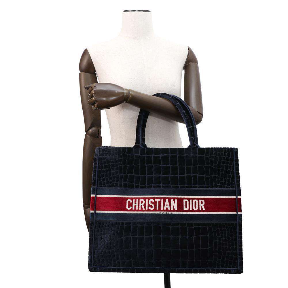 Dior Book tote Navy/RedM1286ZTGU Velvet Size Large