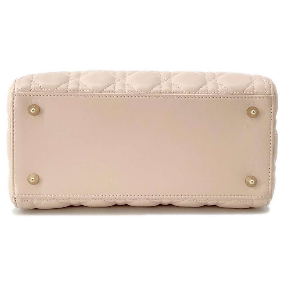 Dior Lady Dior 2WAY Handbag Pink Lambskin Size Medium