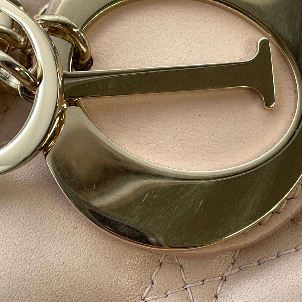 Dior Lady Dior 2WAY Handbag Pink Lambskin Size Medium