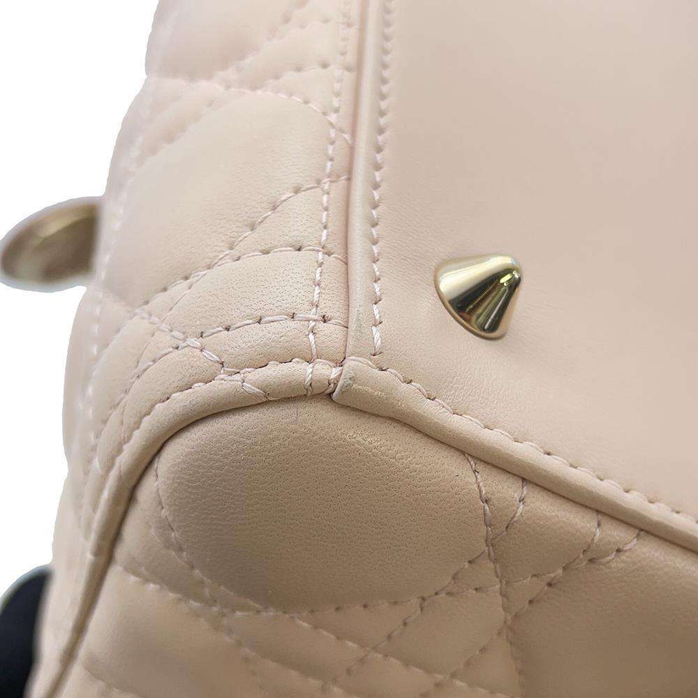 Dior Lady Dior 2WAY Handbag Pink Lambskin Size Medium