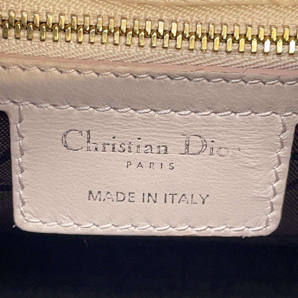 Dior Lady Dior 2WAY Handbag Pink Lambskin Size Medium