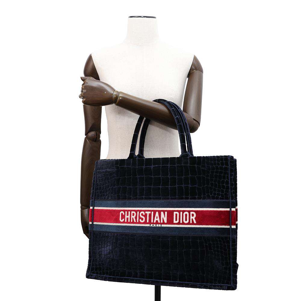 Dior Book tote Navy/RedM1286ZTGU Velvet Size Large