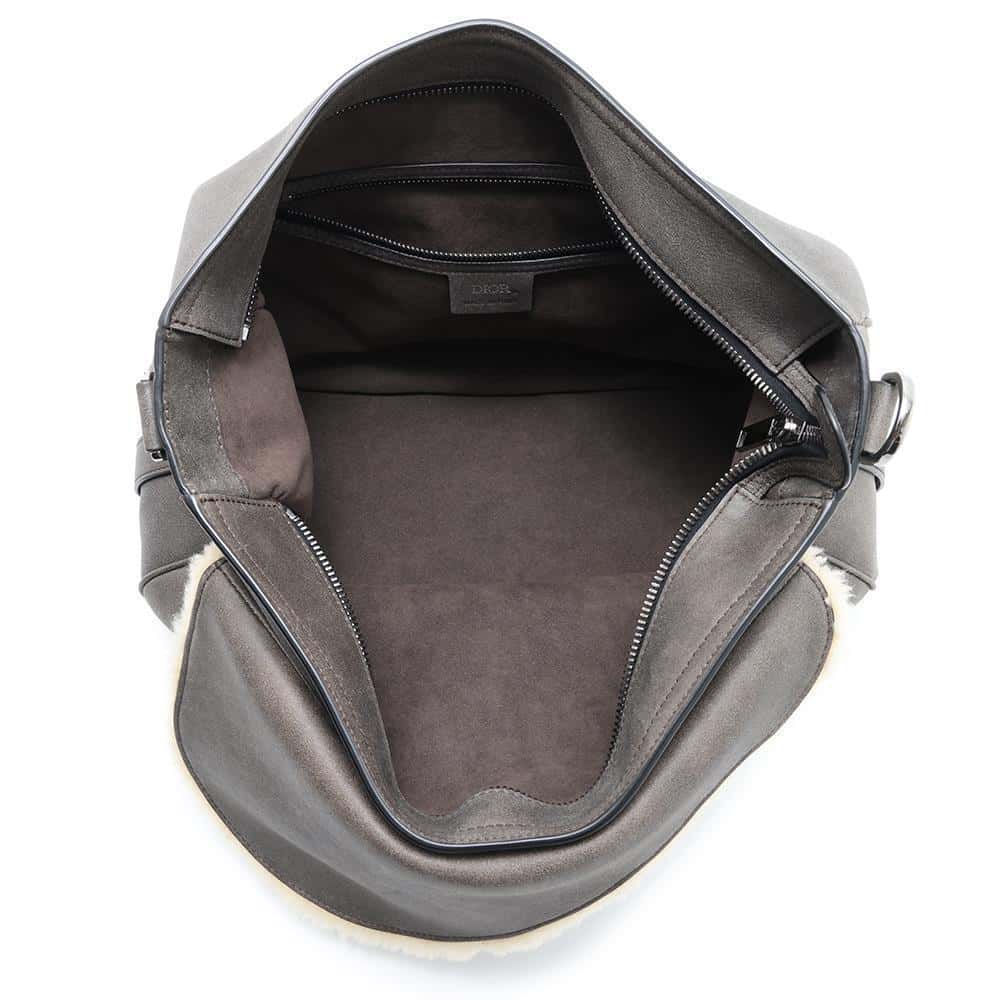 Dior Saddle 2WAY Shoulder Bag Gray Mouton Leather