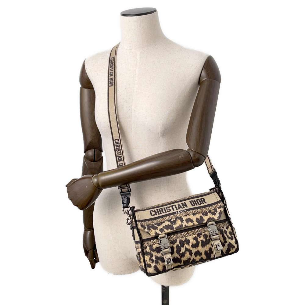 Dior Embroidery Shoulder Bag Brown Canvas