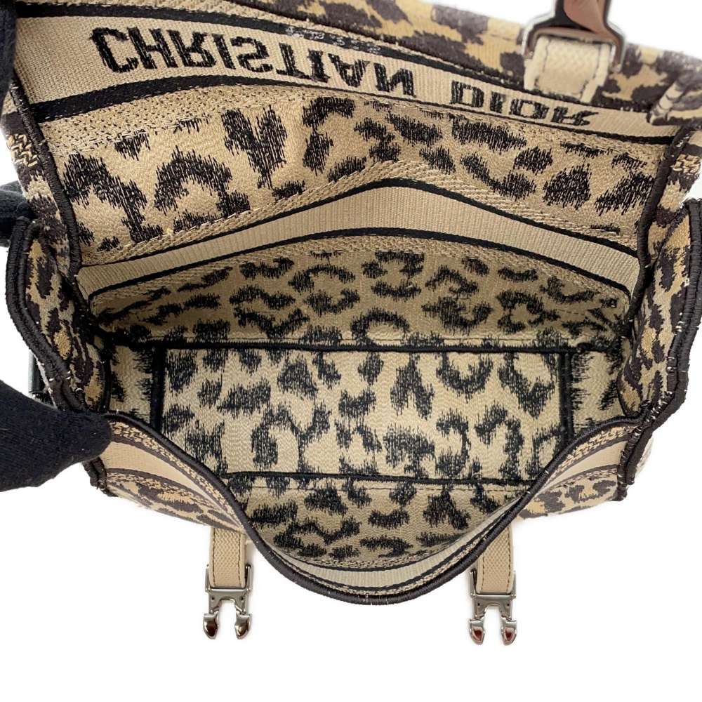 Dior Embroidery Shoulder Bag Brown Canvas