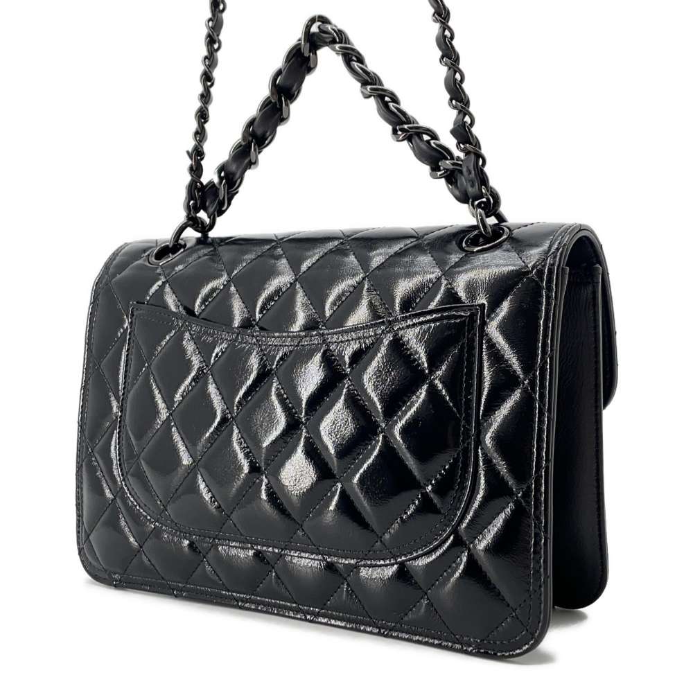 CHANEL Matelasse Flap Bag BlackAS4051 Shiny Calf Leather Size 27